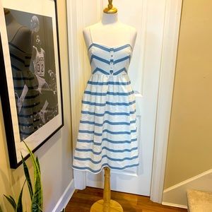 Blue and white striped summer dress S/M